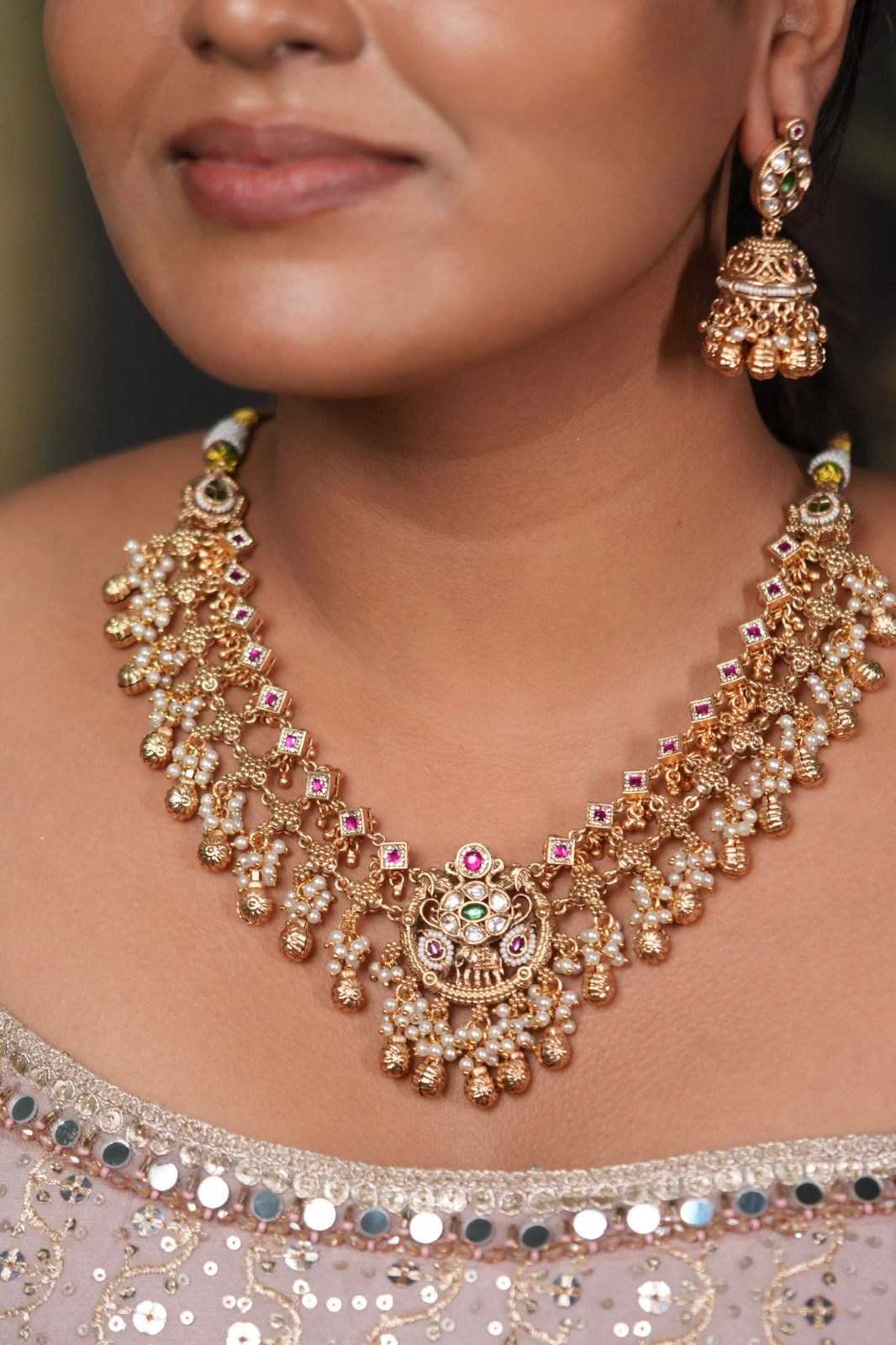 Rekha Gold Traditional Necklace Set | Sone Pe Suhaga
