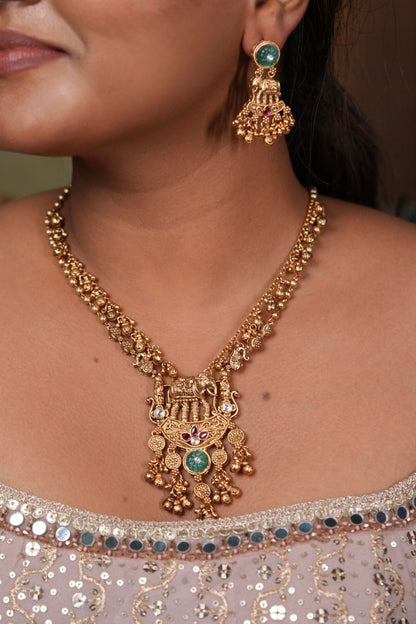 Rajwada Gold Traditional  Elephant Necklace Set | Sone Pe Suhaga