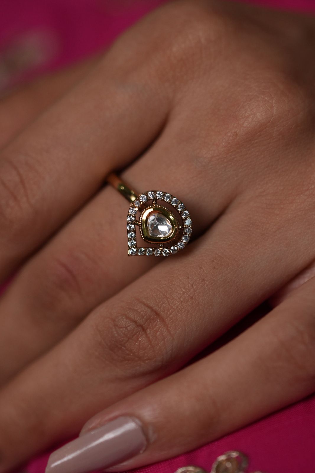 Mini Vilinda Polki Moissanite Delicate Ring | Adjustable