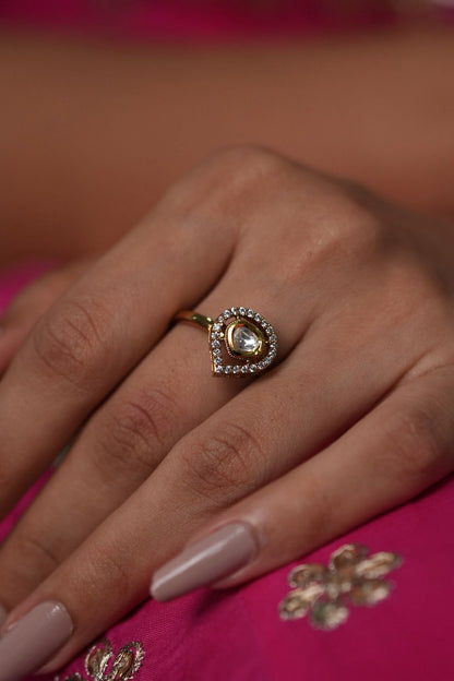 Mini Vilinda Polki Moissanite Delicate Ring | Adjustable