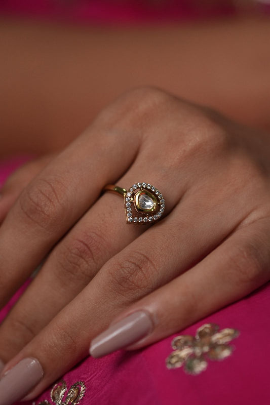 Mini Vilinda Polki Moissanite Delicate Ring | Adjustable