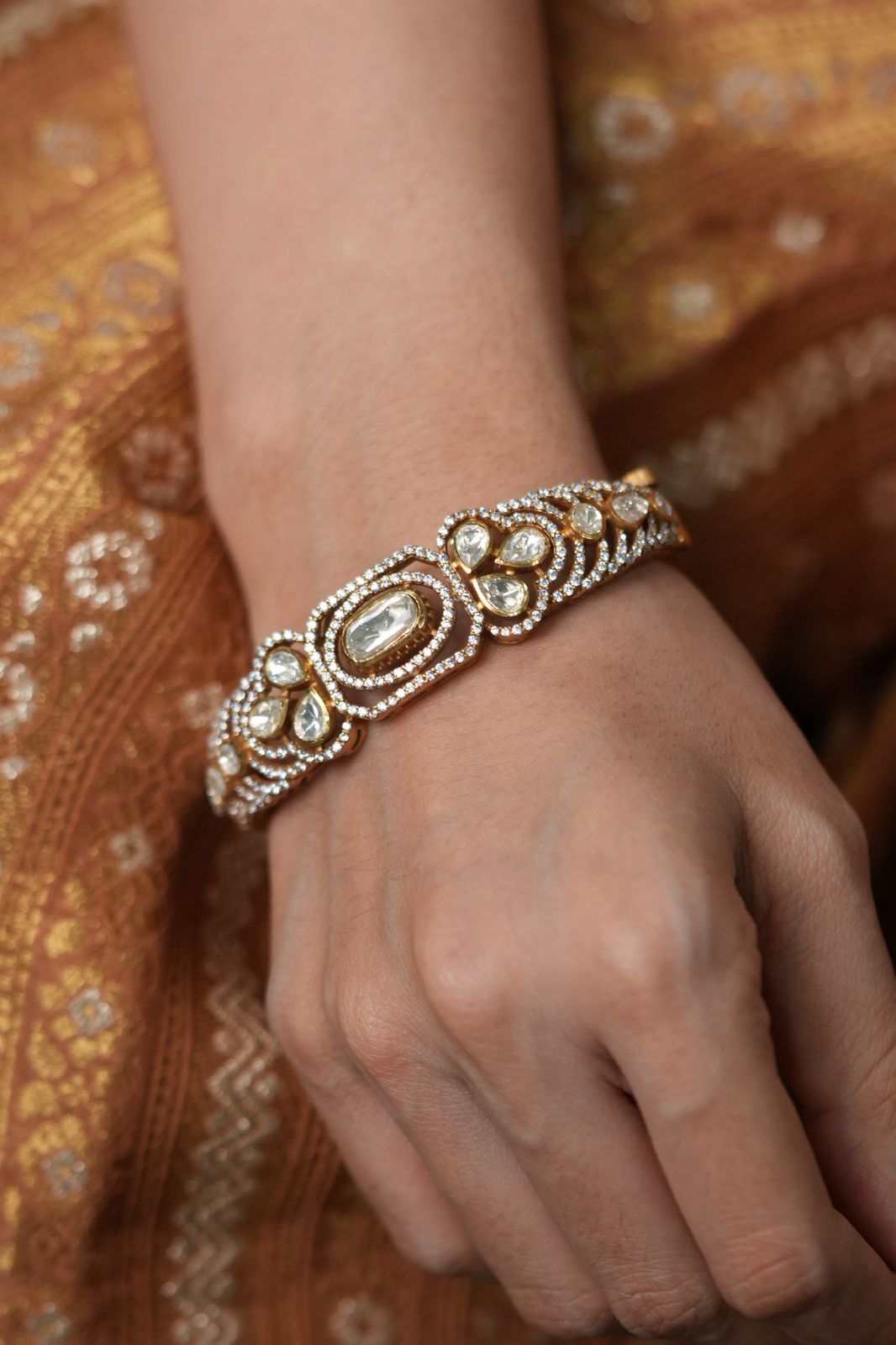 Tanya Moissanite Polki Uncut Diamond Kada
