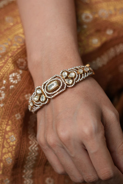 Tanya Moissanite Polki Uncut Diamond Kada