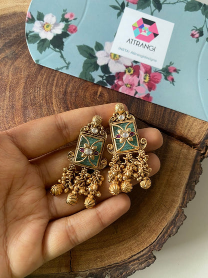 Trushita Overlay Gold Drop Stud Earrings