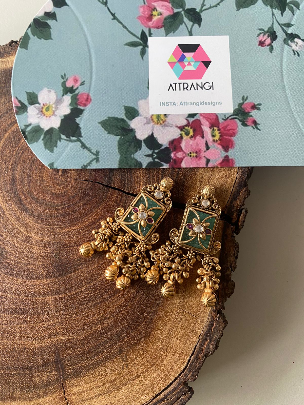 Trushita Overlay Gold Drop Stud Earrings