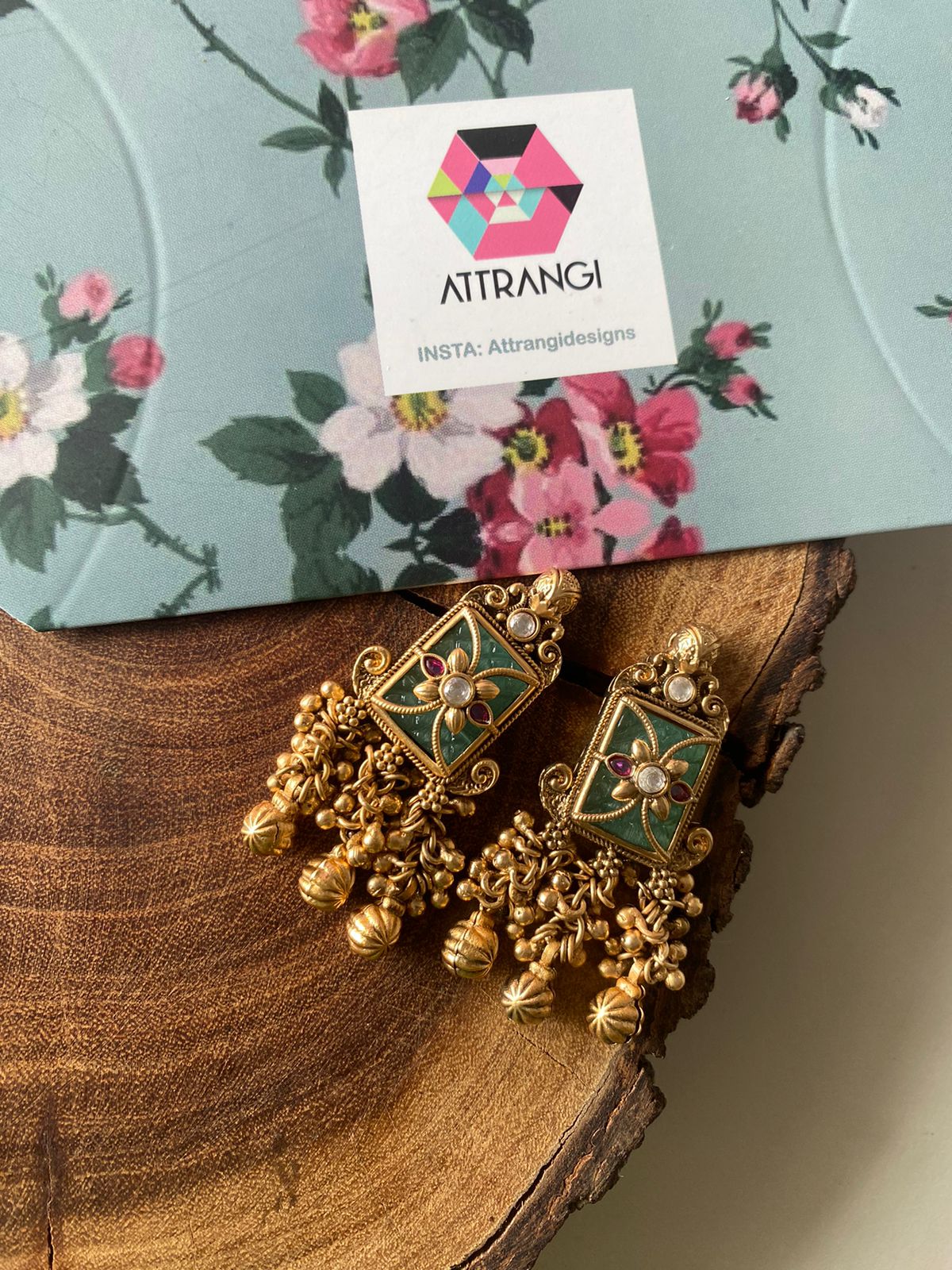 Trushita Overlay Gold Drop Stud Earrings
