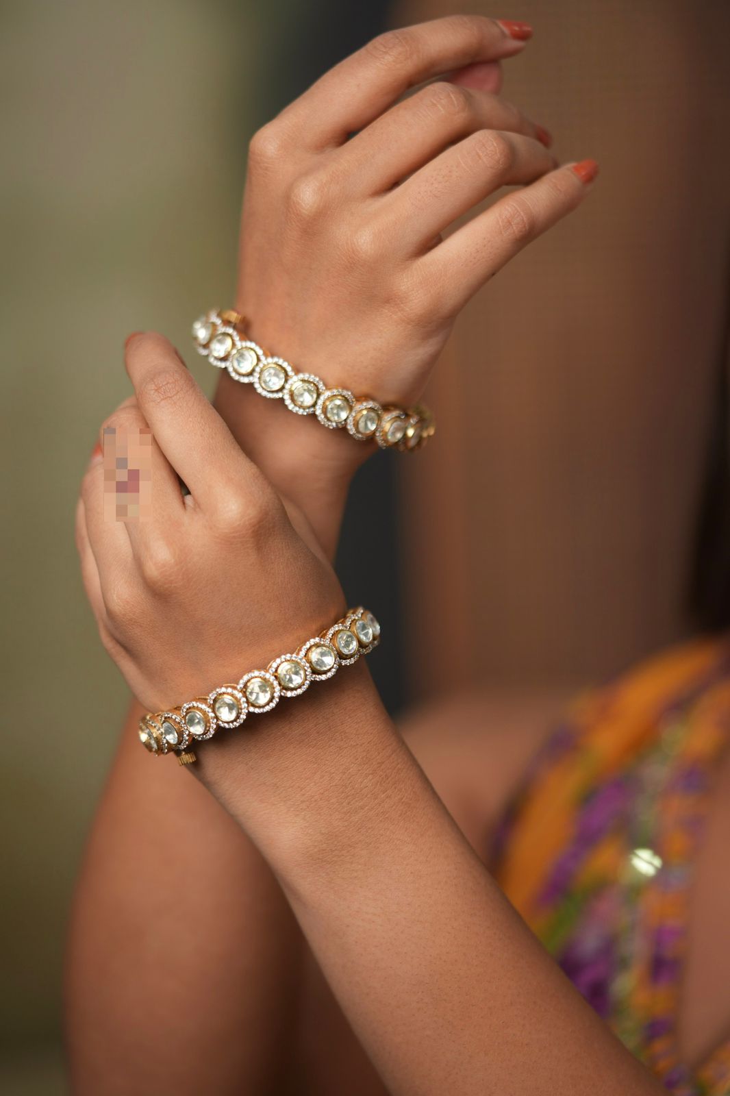 Classic Single Line Round Moissanite Bangle Set