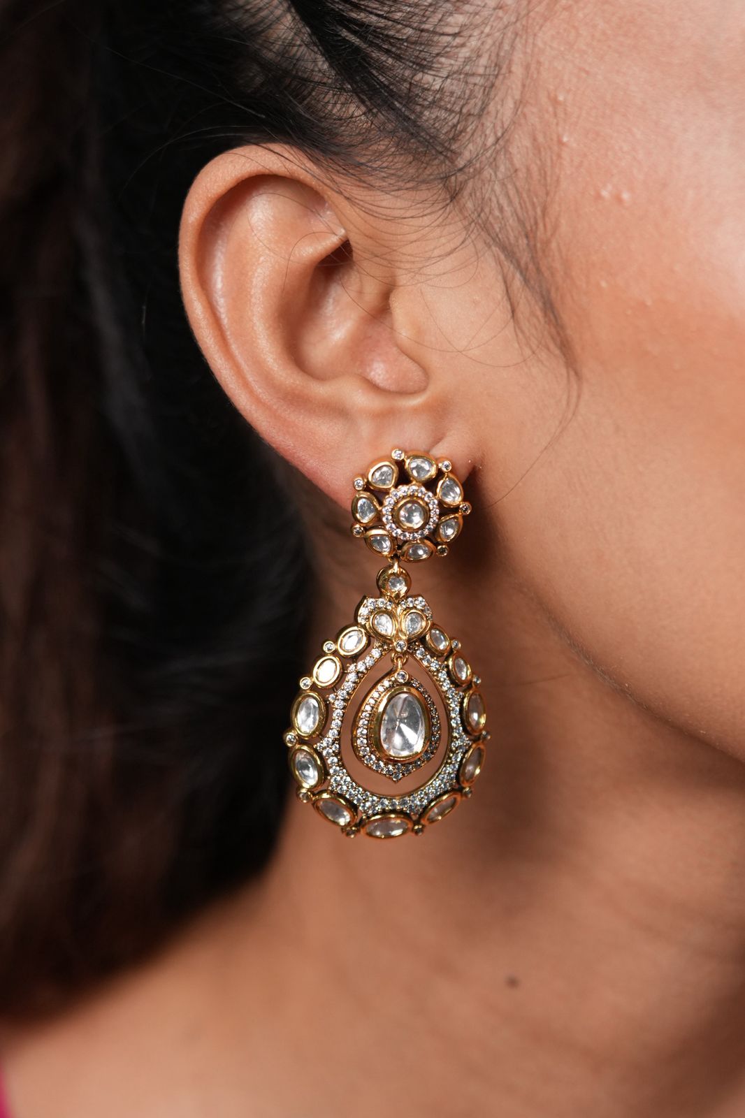 Shriya Polki Moissanite Indo Western Long Earring