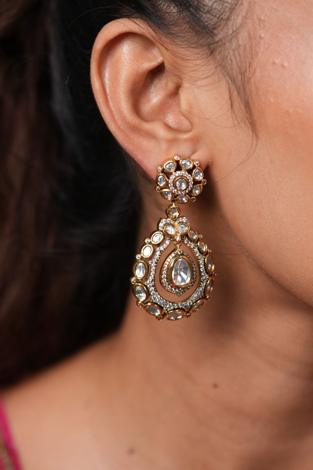 Shriya Polki Moissanite Indo Western Long Earring