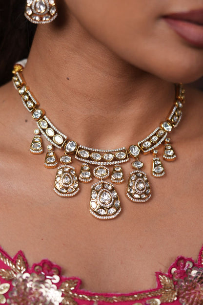 Tripti Moissanite Designer Polki Necklace Set