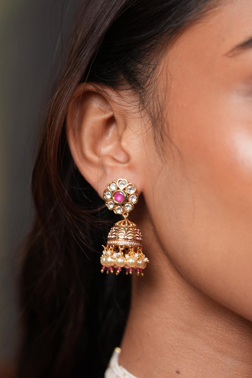 Aari Nakshi Polki Moissanite Meenakari Choker Set