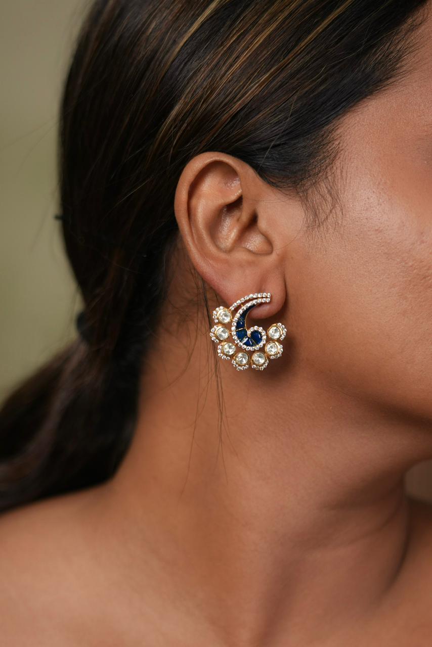 Ratika Moissanite Polki Meenakari Studs