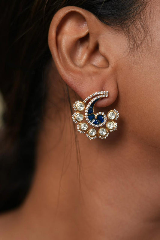 Ratika Moissanite Polki Meenakari Studs