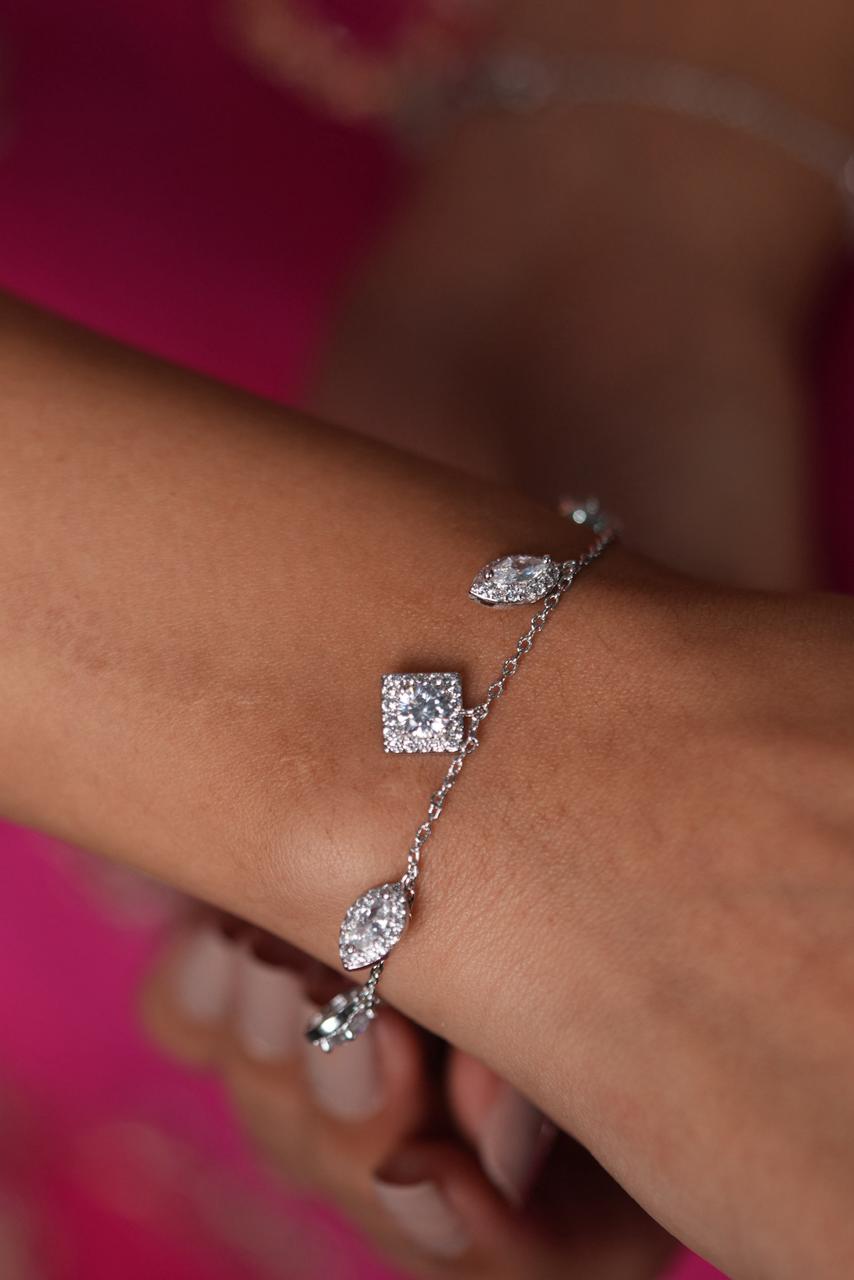 Dancing Multi Shaped Solitaire Diamond Tennis Bracelet