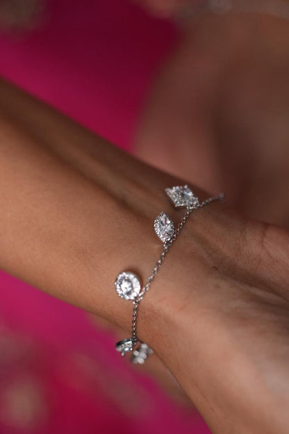 Dancing Multi Shaped Solitaire Diamond Tennis Bracelet