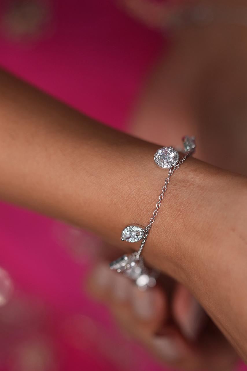 Dancing Multi Shaped Solitaire Diamond Tennis Bracelet