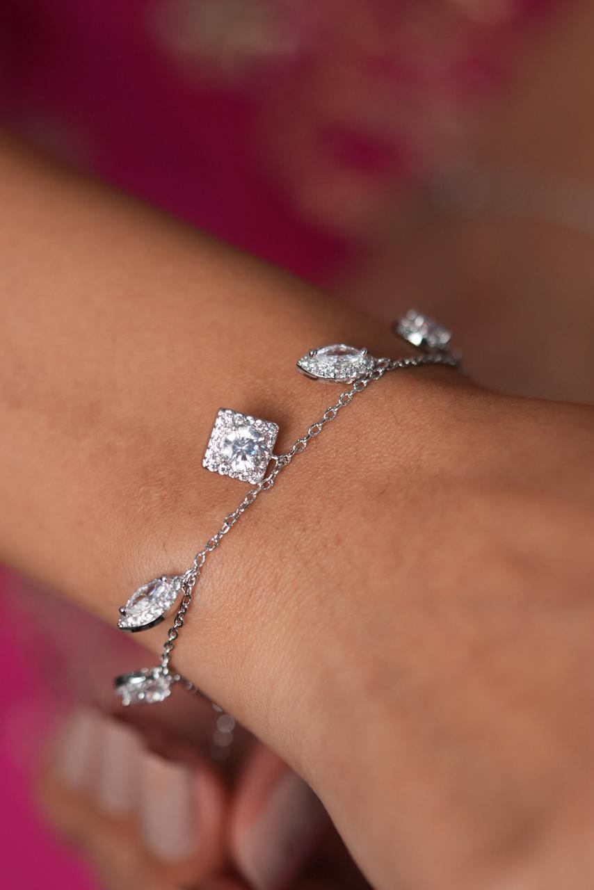 Dancing Multi Shaped Solitaire Diamond Tennis Bracelet