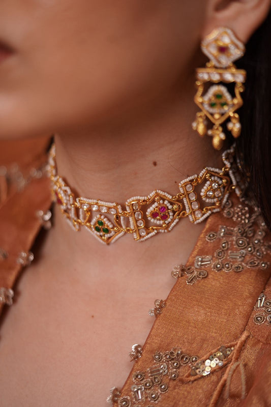 Alampara Polki Fusion Indo Western Choker Set