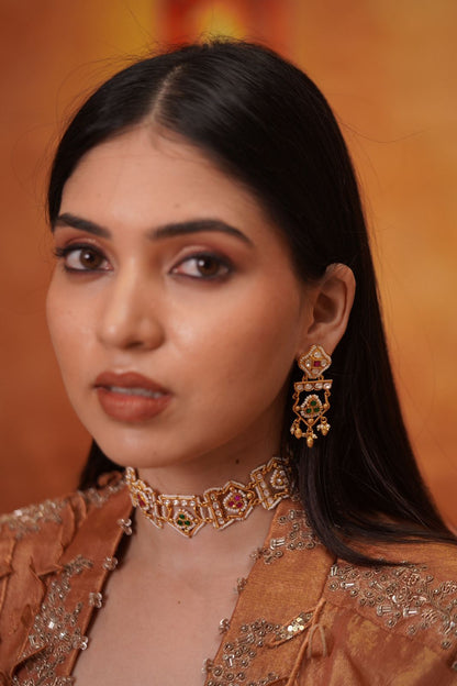 Alampara Polki Fusion Indo Western Choker Set