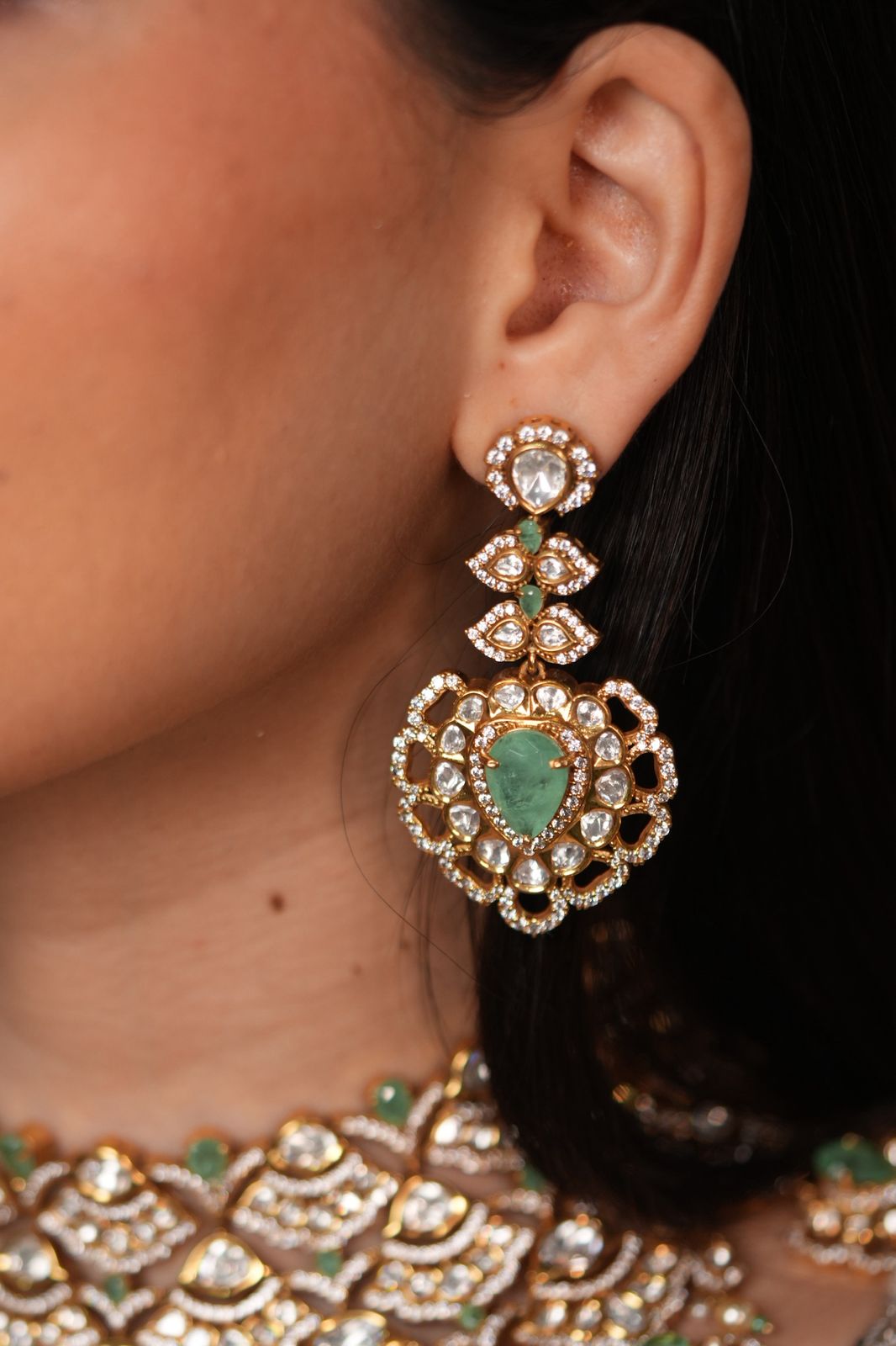 Heena Bridal Polki Moissanite Choker Set with Tika