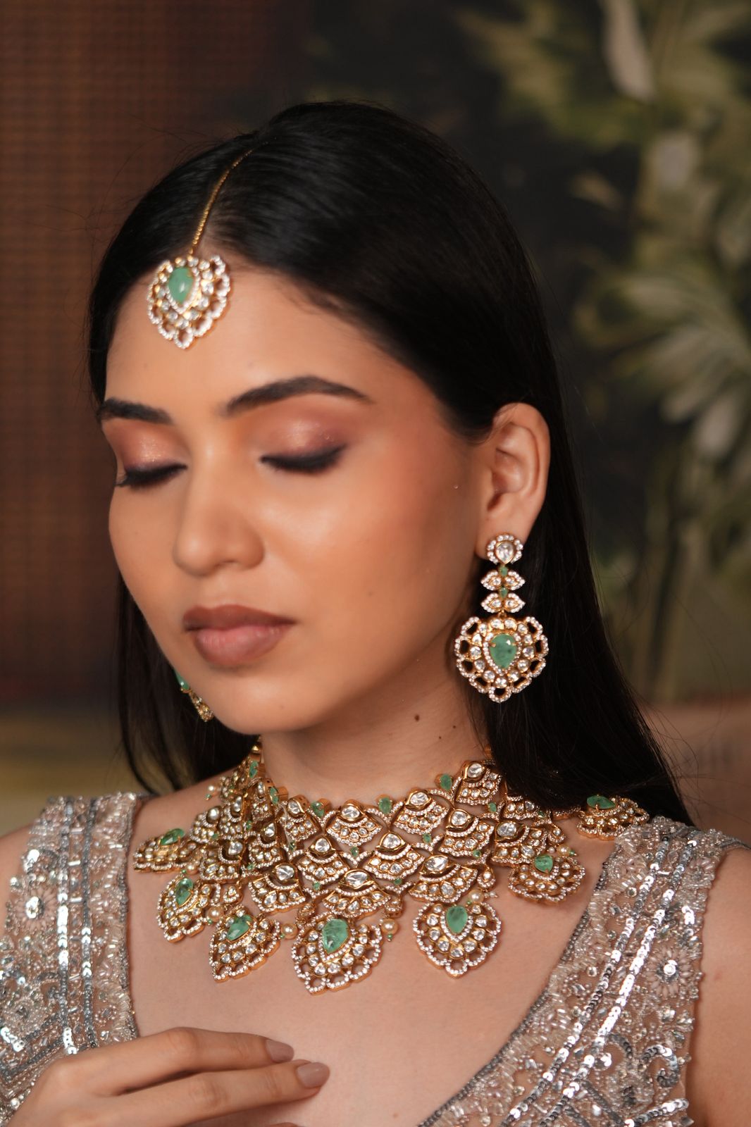 Heena Bridal Polki Moissanite Choker Set with Tika