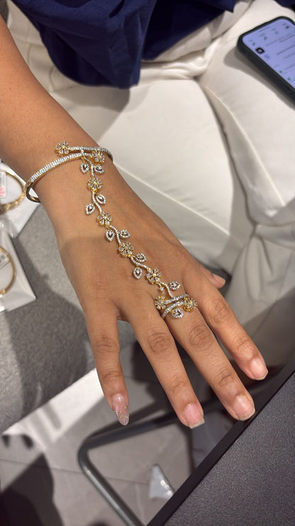 Floral Poetry Diamond Hathpan Bracelet | Hand harness
