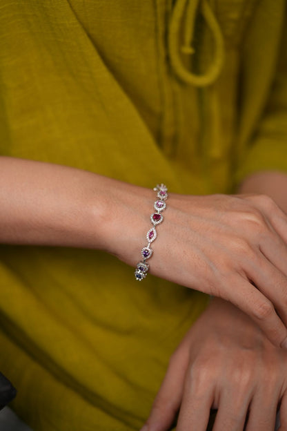 Rainbow Multi Coloured Solitaire Diamond Tennis Bracelet
