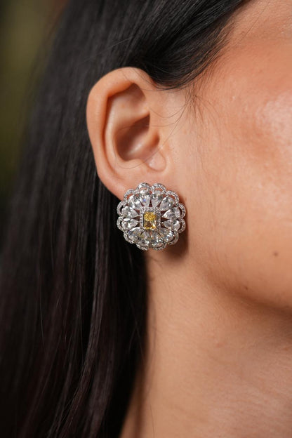 Samantha Diamond Floral Coloured Stone Studs