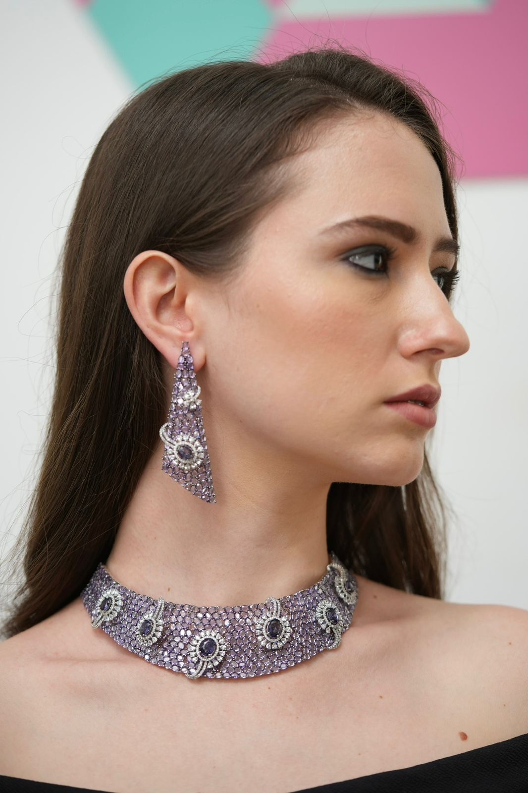 Purple Lace Overlay Diamond Designer Set