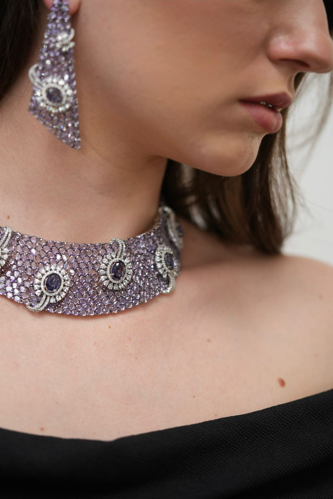 Purple Lace Overlay Diamond Designer Set