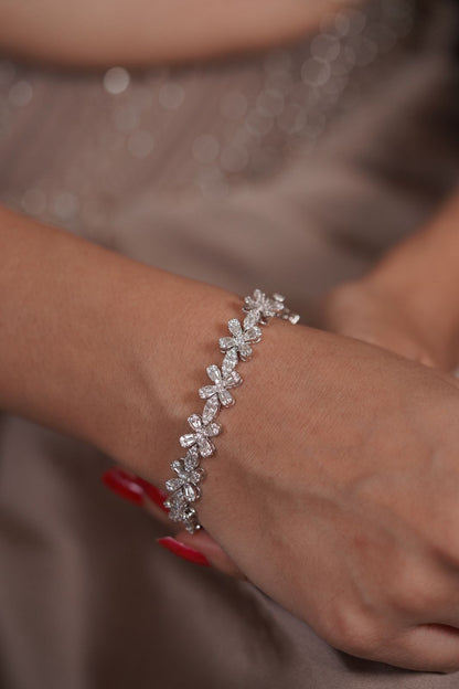 Floral Frenzy Diamond Baguette Tennis Bracelet