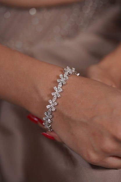 Floral Frenzy Diamond Baguette Tennis Bracelet