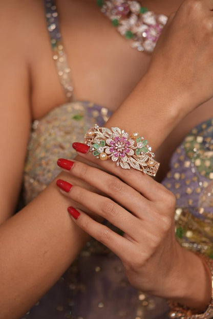 Lush Camellia Diamond Pastel Kada | Enchanted Garden