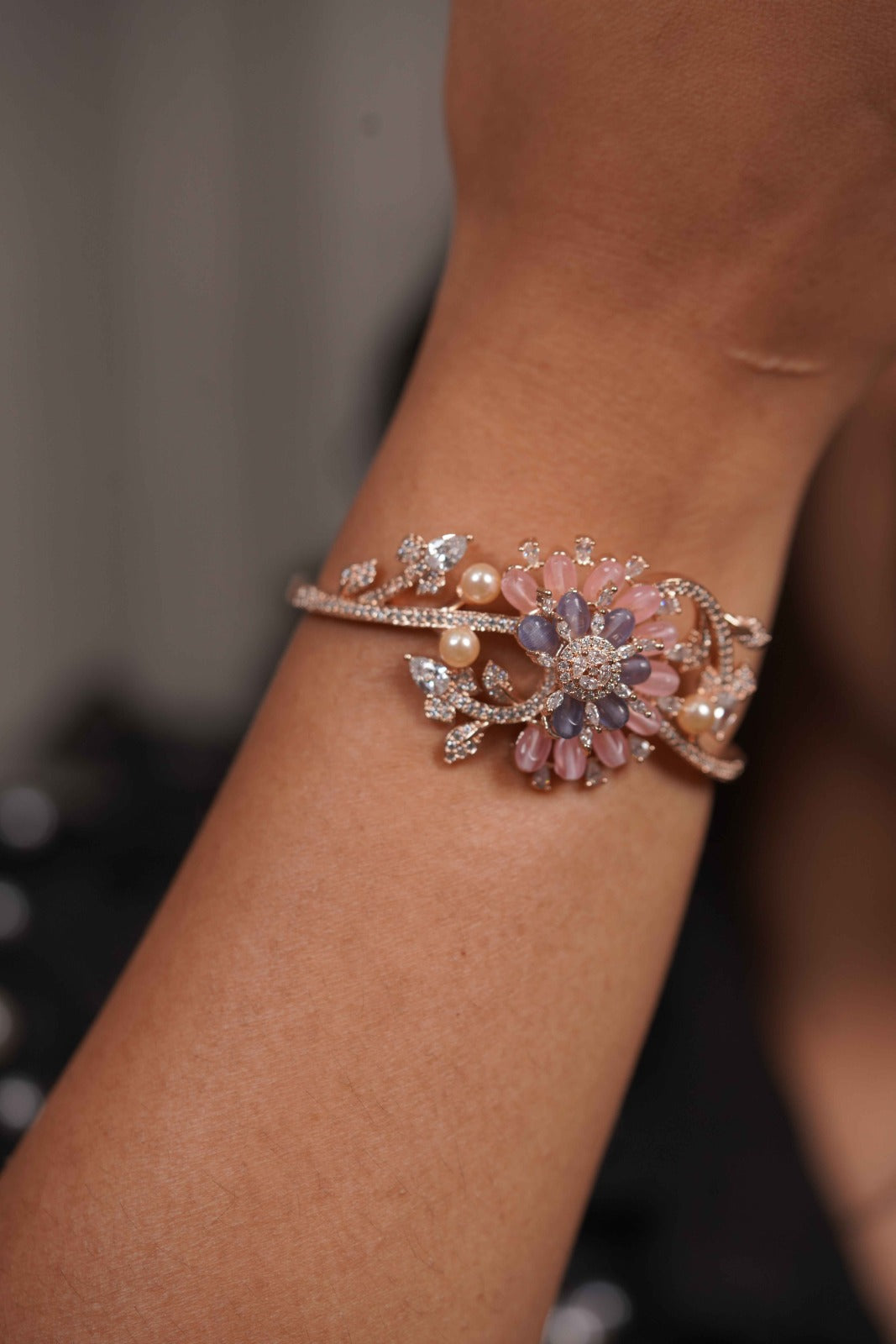 Glistening Blossom Diamond Pastel Kada | Enchanted Garden