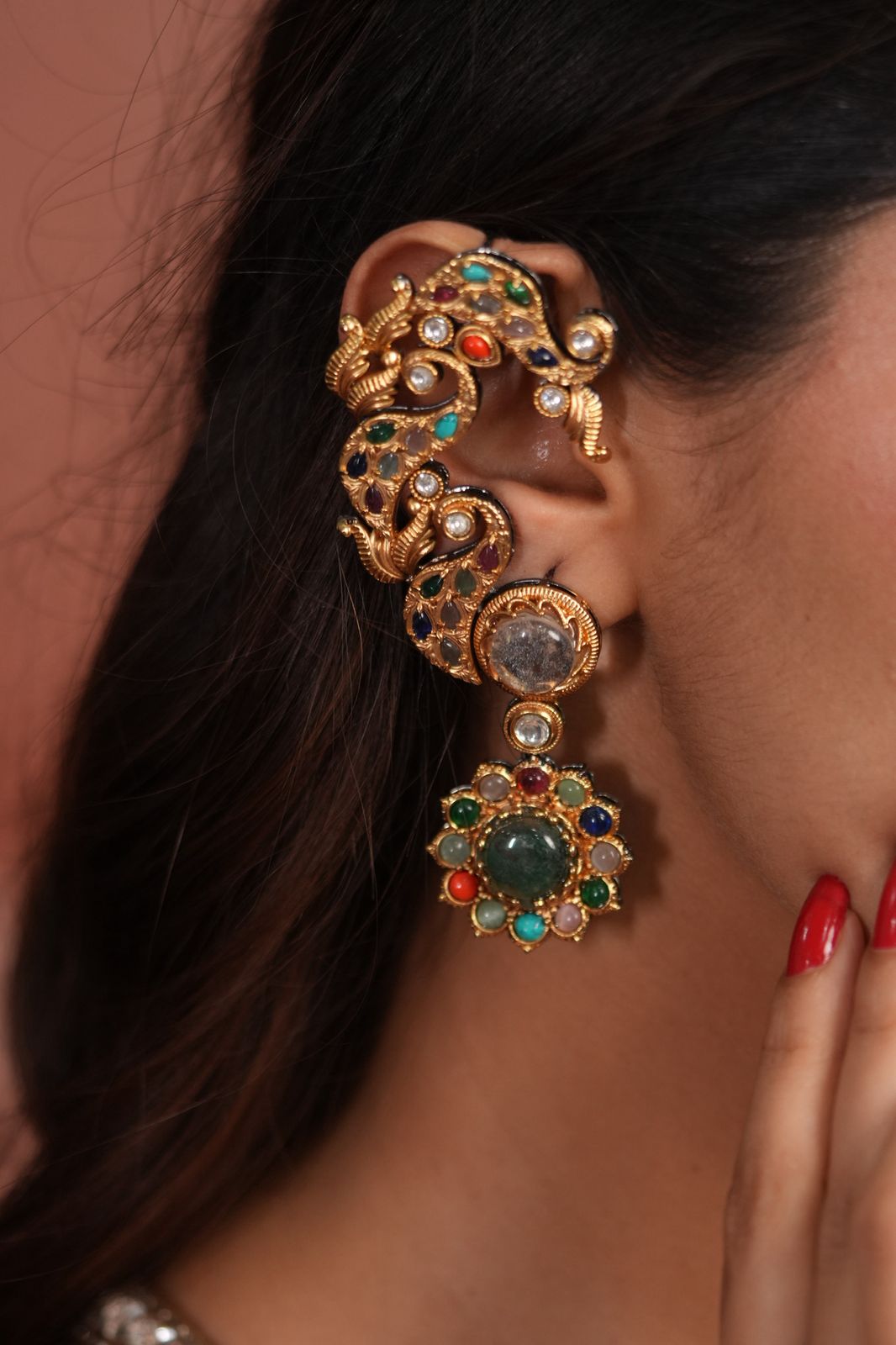 Padma Multicolour Oversized Dramatic Earcuffs | GemZ