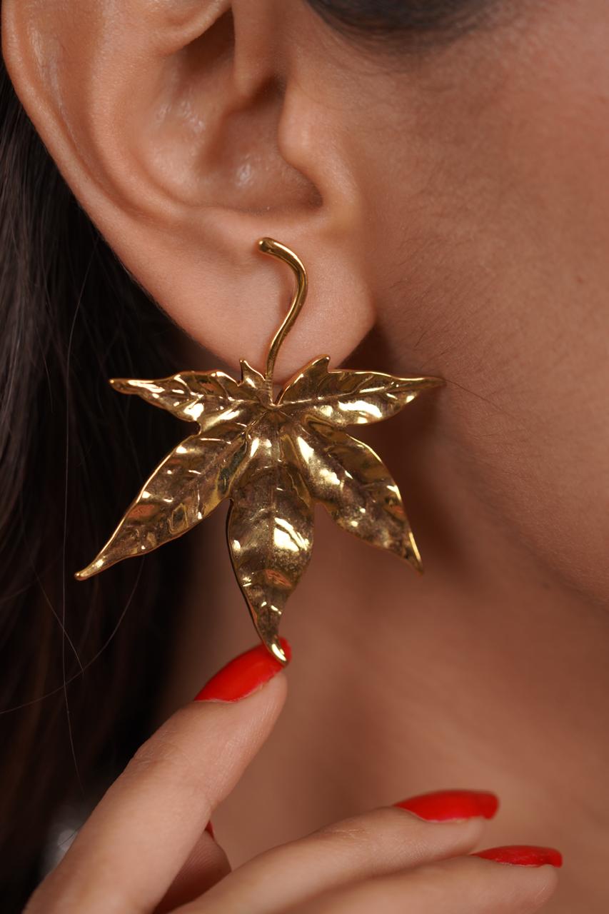 Rustic Maple Gold Contemporary Earrings