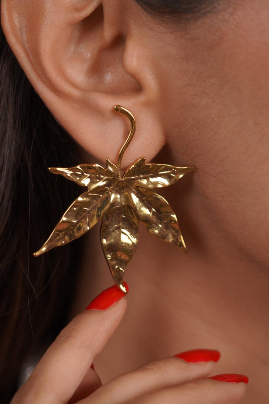 Rustic Maple Gold Contemporary Earrings