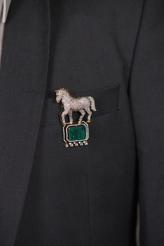 Malia Diamond Horse Brooch | Men & women