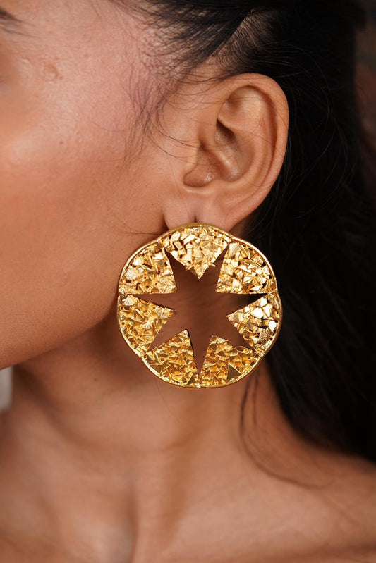 Starlit Disc Gold Party Wear Earrings