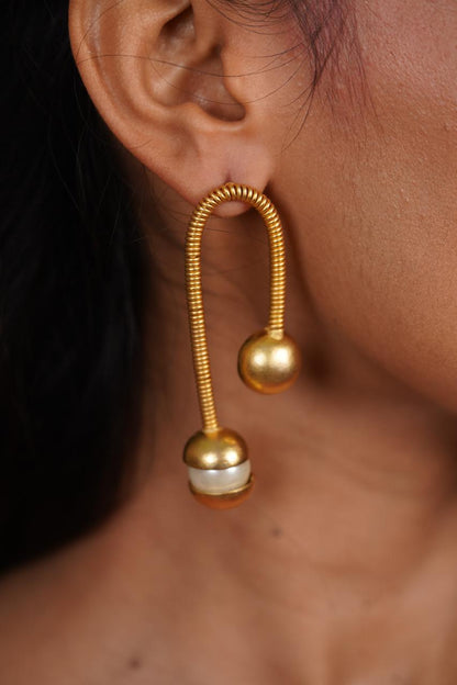 Golden Ball Drop Party Wear Earrings