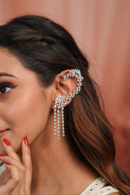 Diamond Aura Dangler Earcuff Statement Earrings
