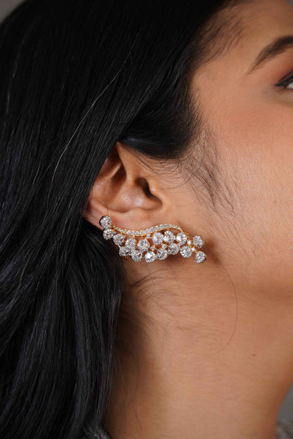Dandelion Diamond Half Earcuff in Gold & Silver Mix Polish
