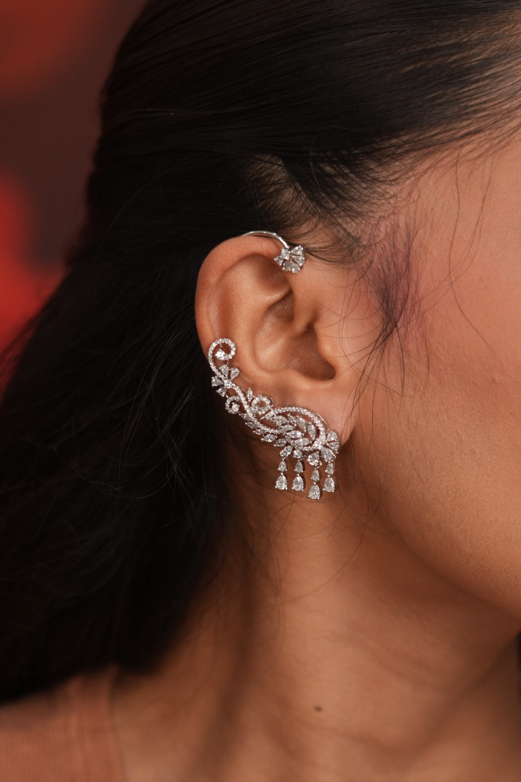 Bijli Diamond Dangling Earcuff Earring