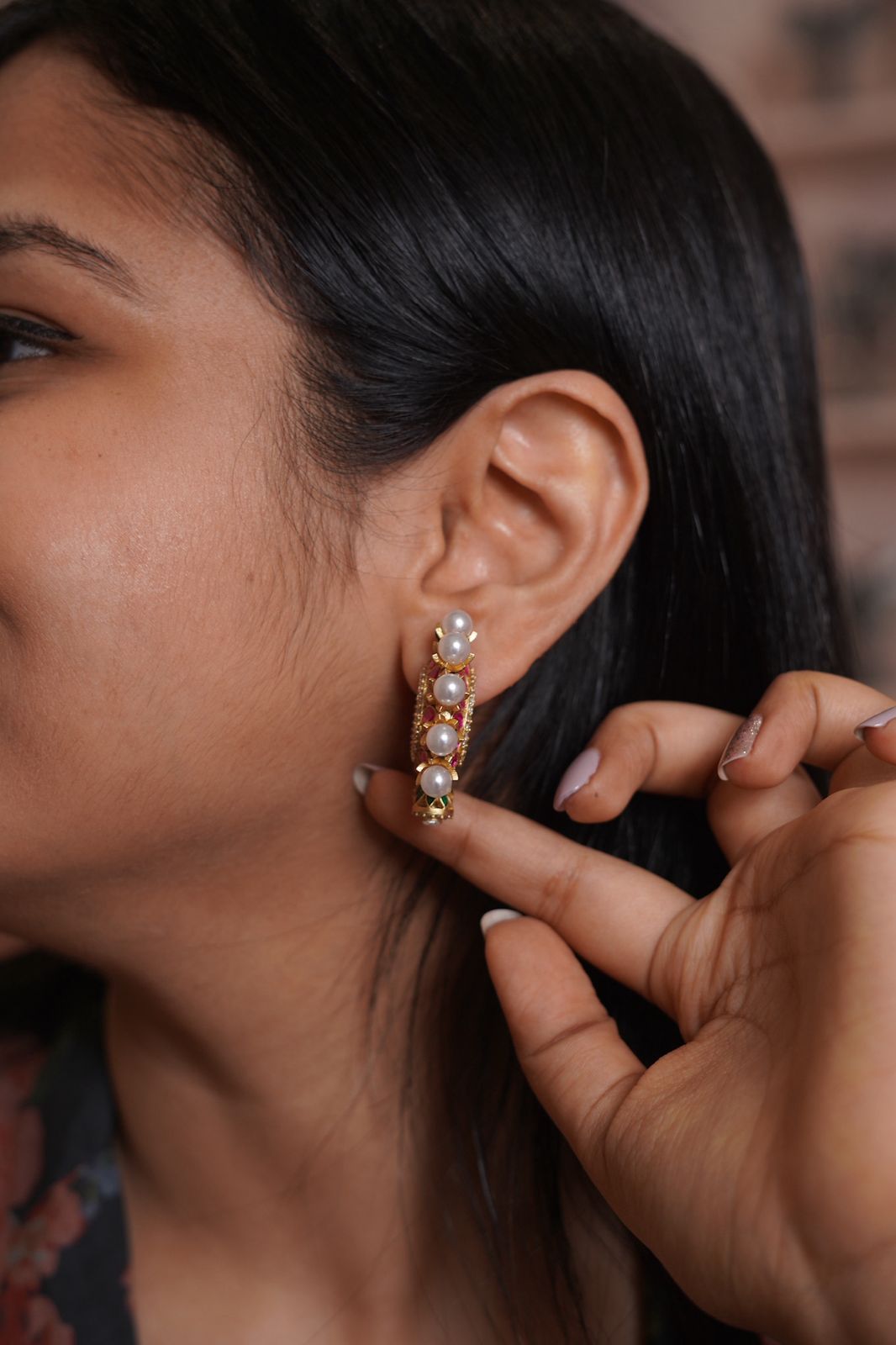 Manju Half Polki Half Pearl 2 in 1 Meenakari IndoWestern Bali