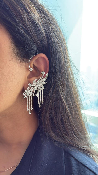 Leonardo Diamond Floral Statement Earcuff Earrings