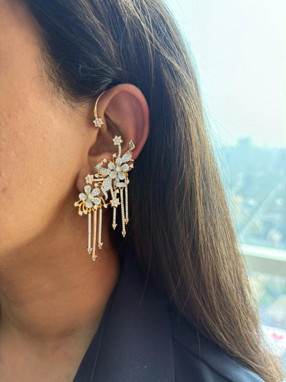 Leonardo Diamond Floral Statement Earcuff Earrings