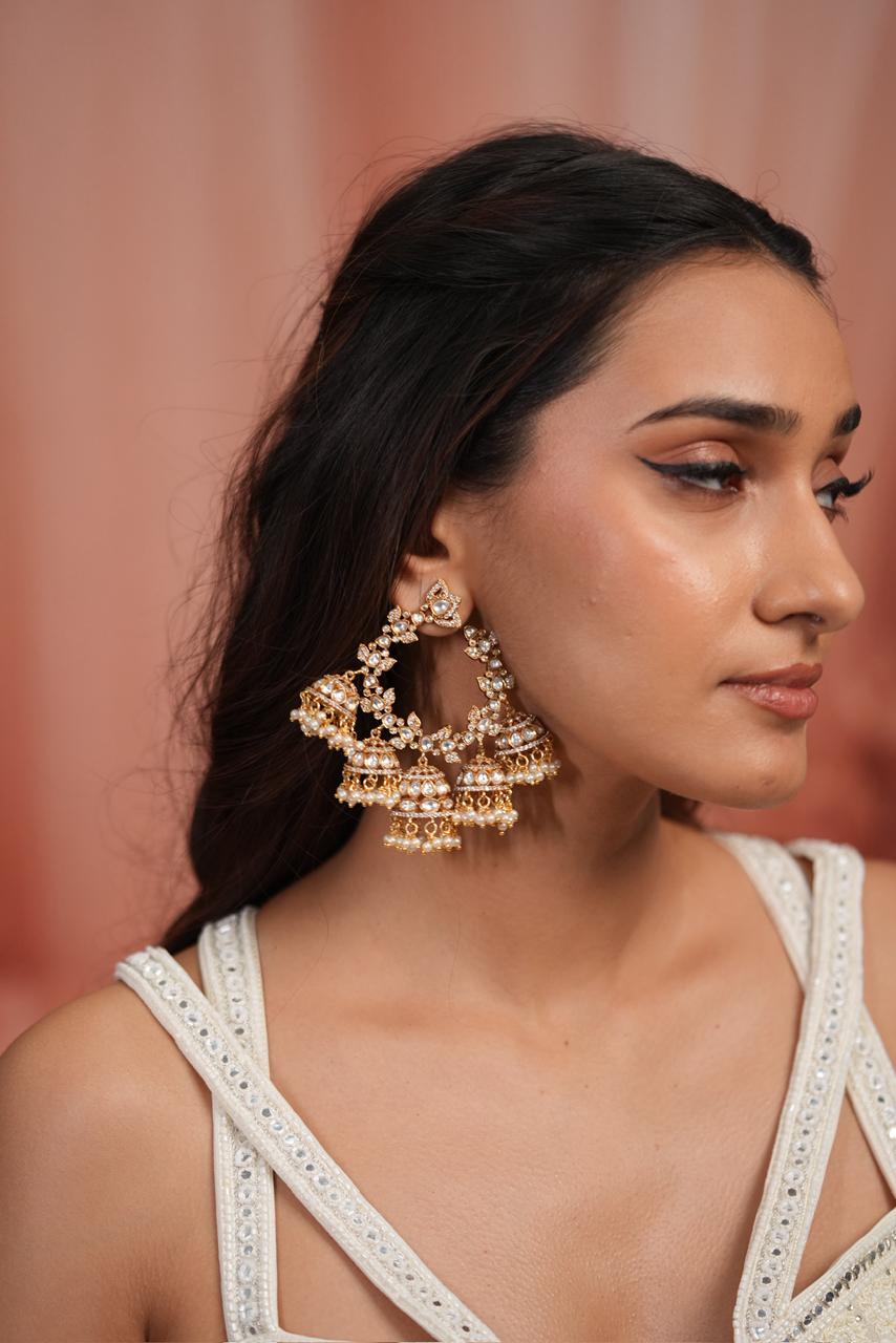 Maniratnam Big 5 Drop Jhumka Oversized Statement Indian Earring