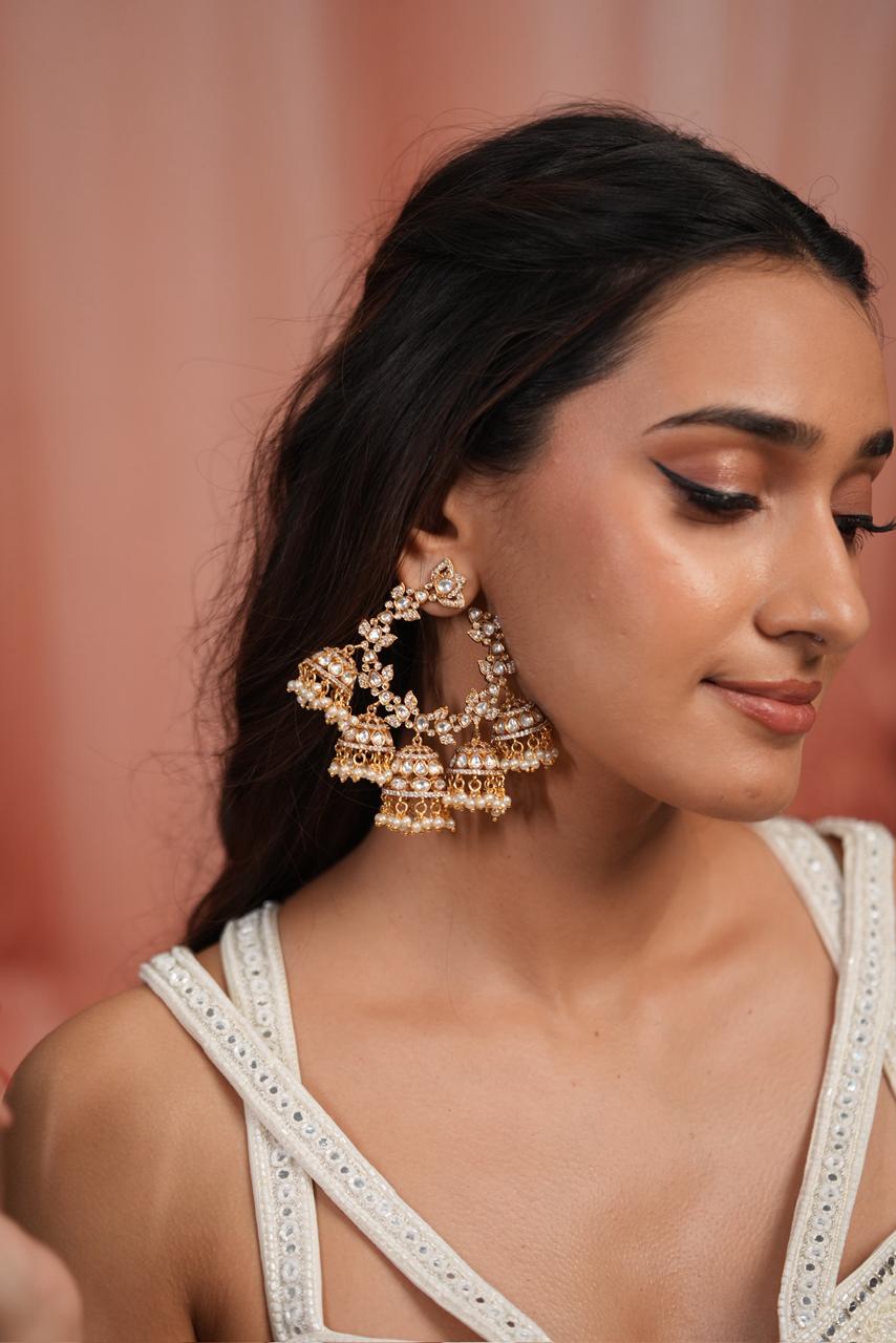 Maniratnam Big 5 Drop Jhumka Oversized Statement Indian Earring