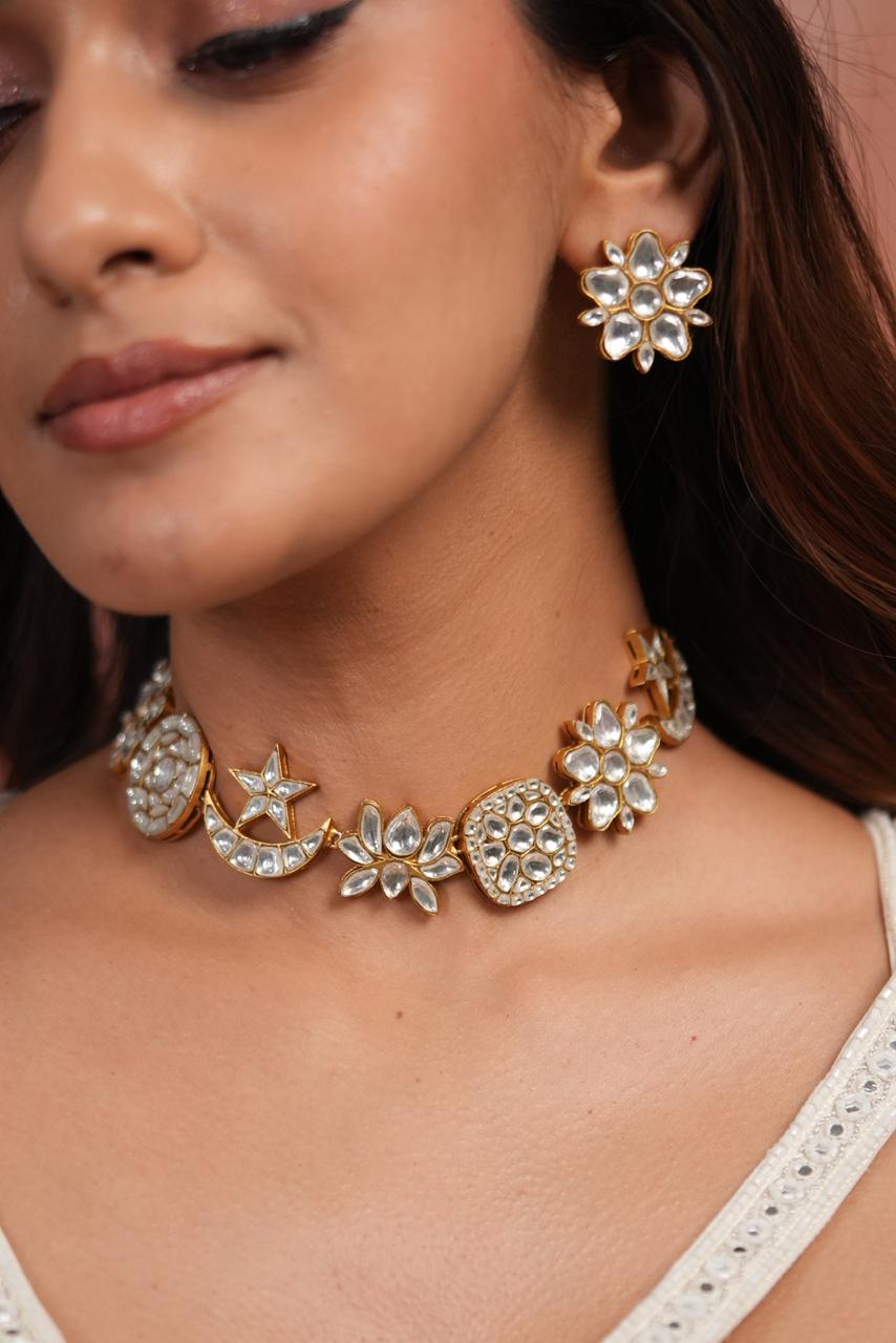Swades Polki 2 in 1 Choker & Necklace Set