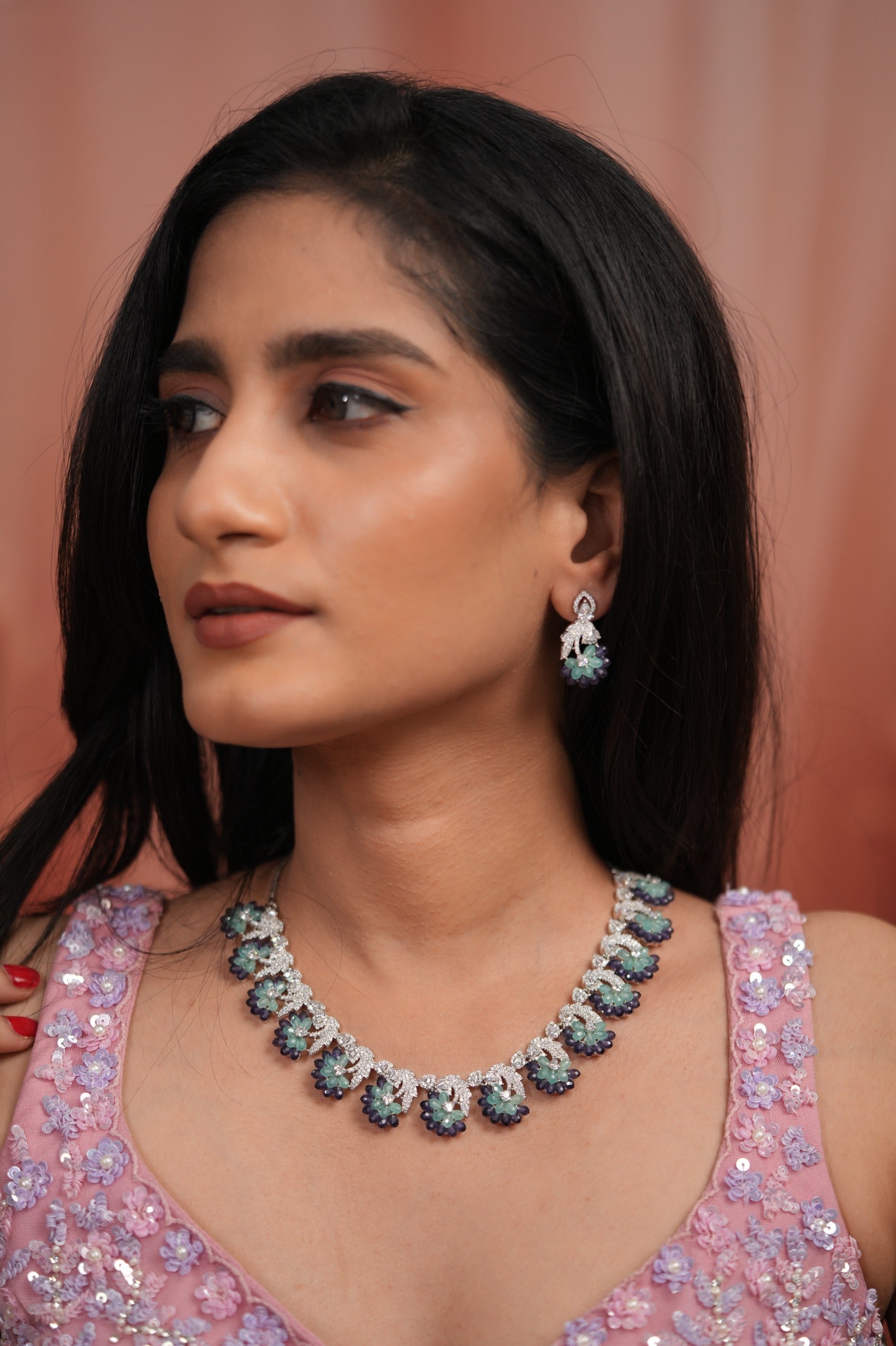 Elowen Pastel Beaded Diamond Necklace Set | LaLa Land 2.0